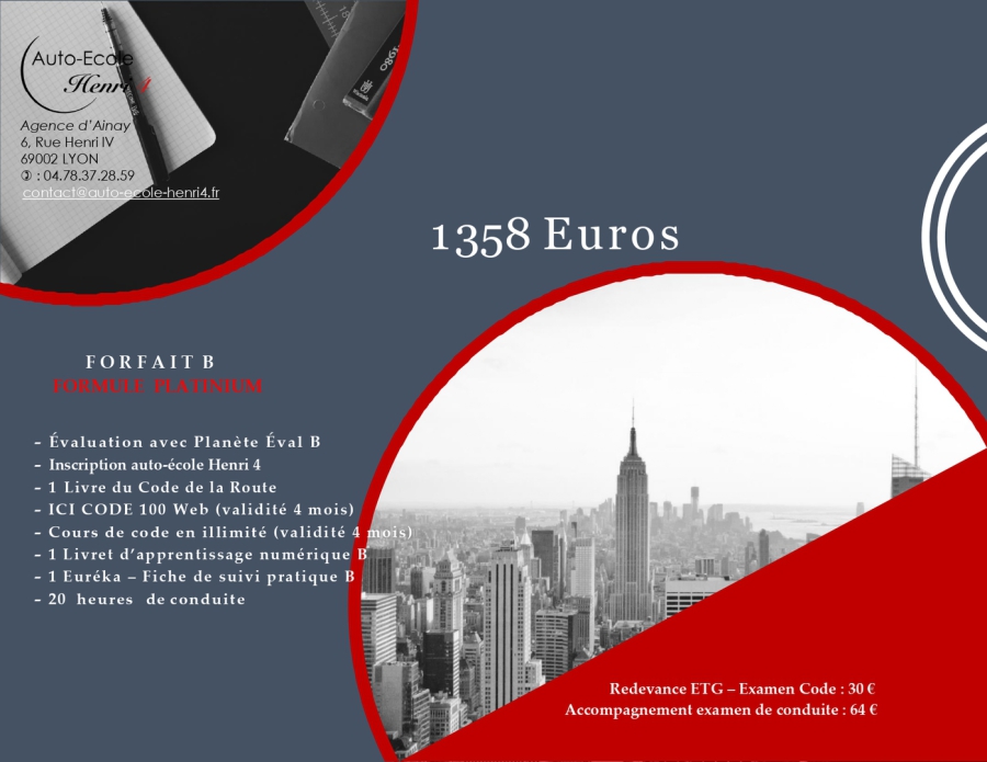 AutoEcole Henri 4 Nos tarifs Forfait Code Conduite